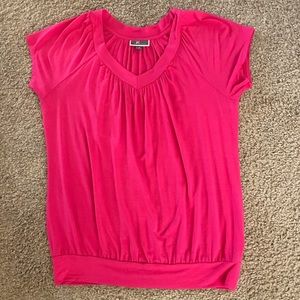 JM Collection v-neck smocked blouson top